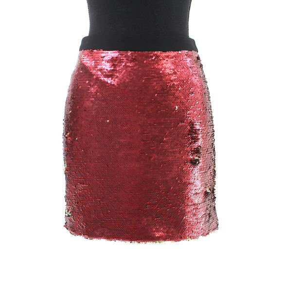 Ted Baker Joleigh Oxblood Gold Sequin Skirt NEW Red Straight